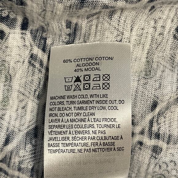 Lucky Brand Placed Scarf Knit Top Womens Large Blue Green Mixed Prints Boho Tee - Picture 5 of 7